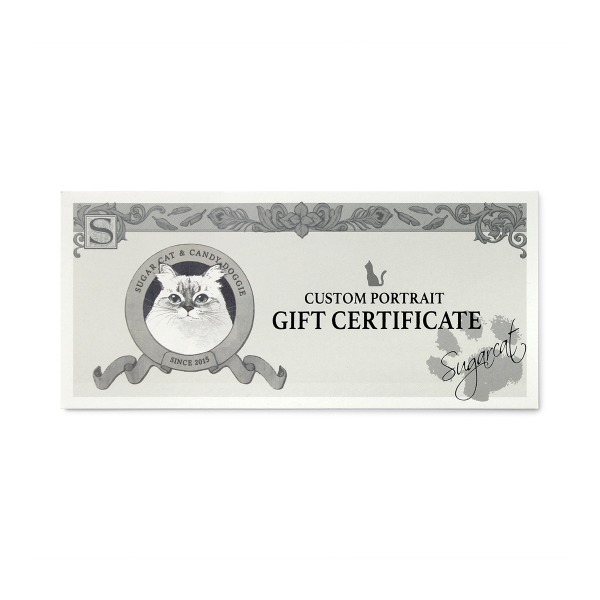 Sugar Cat &amp; Candy Doggie® Custom order Portrait Gift Certificate