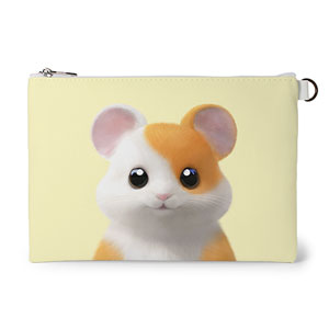 Hamjji the Hamster Leather Flat Pouch