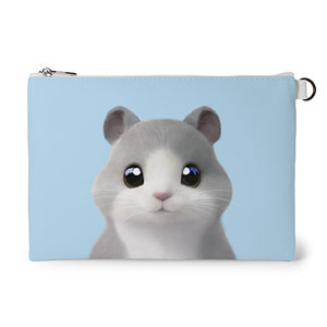 Malang the Hamster Leather Flat Pouch