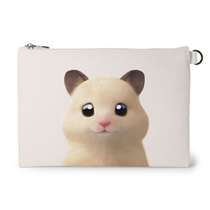 Pudding the Hamster Leather Flat Pouch