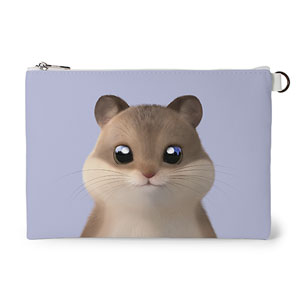 Ramji the Hamster Leather Flat Pouch