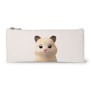 Pudding the Hamster Leather Flat Pencilcase